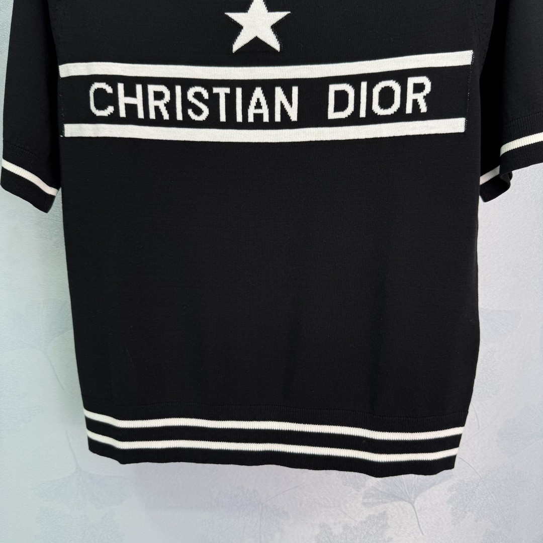 Dior Women's T-shirt Fashion Clothing D82703 Five-star embroidered short sleeves
