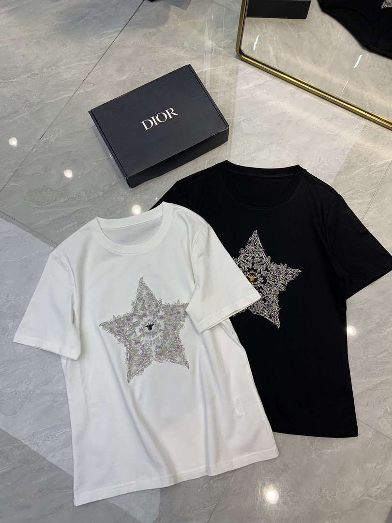 Dior Women's T-shirt Fashion Clothing embroidery D82614