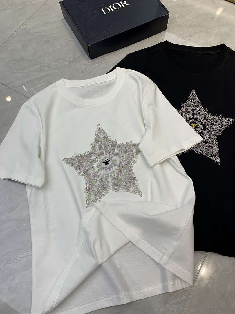 Dior Women's T-shirt Fashion Clothing embroidery D82614