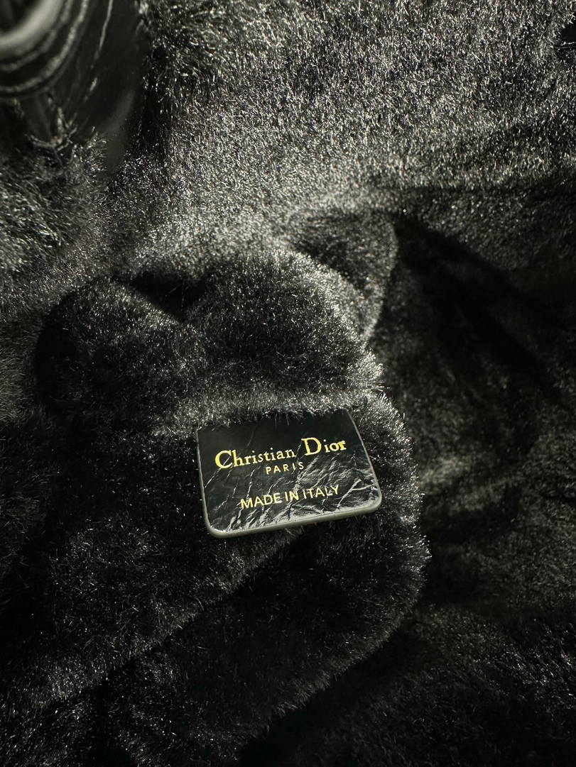 DiorAlps Medium Dior Toujours Bag Black Macrocannage Crinkled Calfskin and Merino Wool
