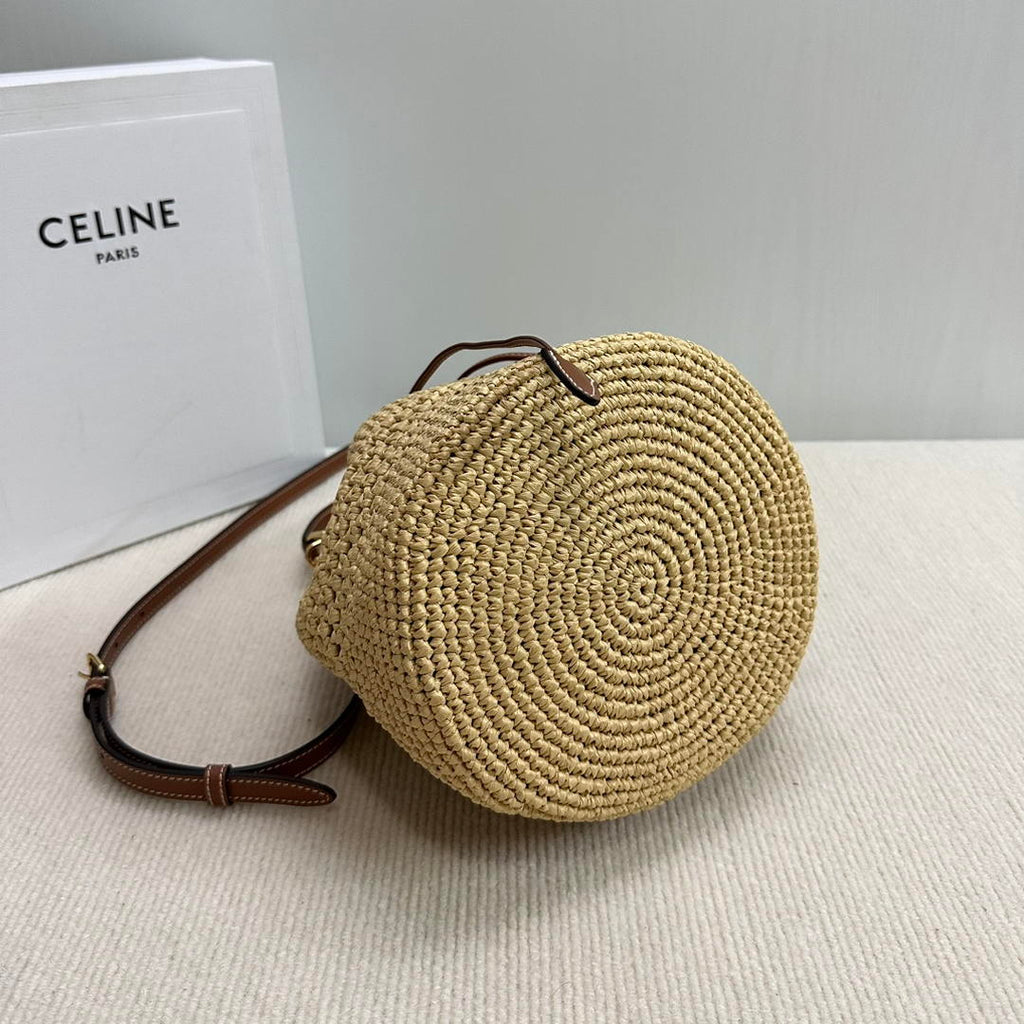 CELINE TEEN CLARA BAG IN  Raffia and calfskin 117862 Nature