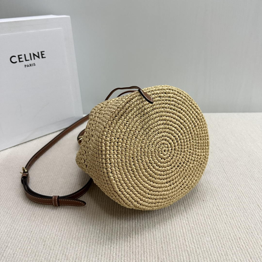 CELINE TEEN CLARA BAG IN  Raffia and calfskin 117862 Nature