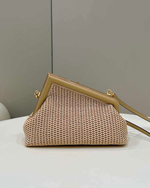 Fendi 8BP129 Fendi First Small Beige raffia macrame bag Apricot - Default Title - View 2