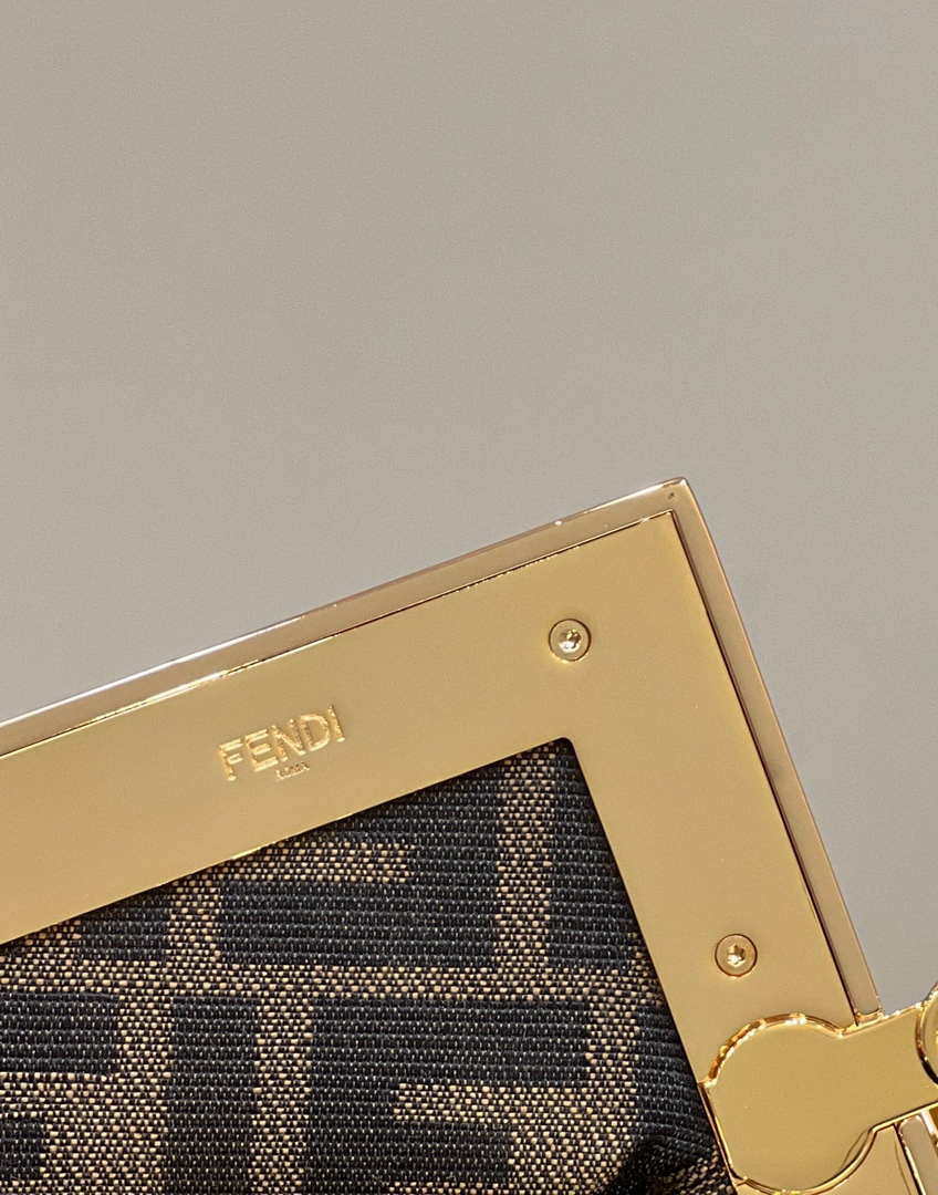 Fendi 8BP129 Fendi First Small Beige raffia macrame bag Apricot