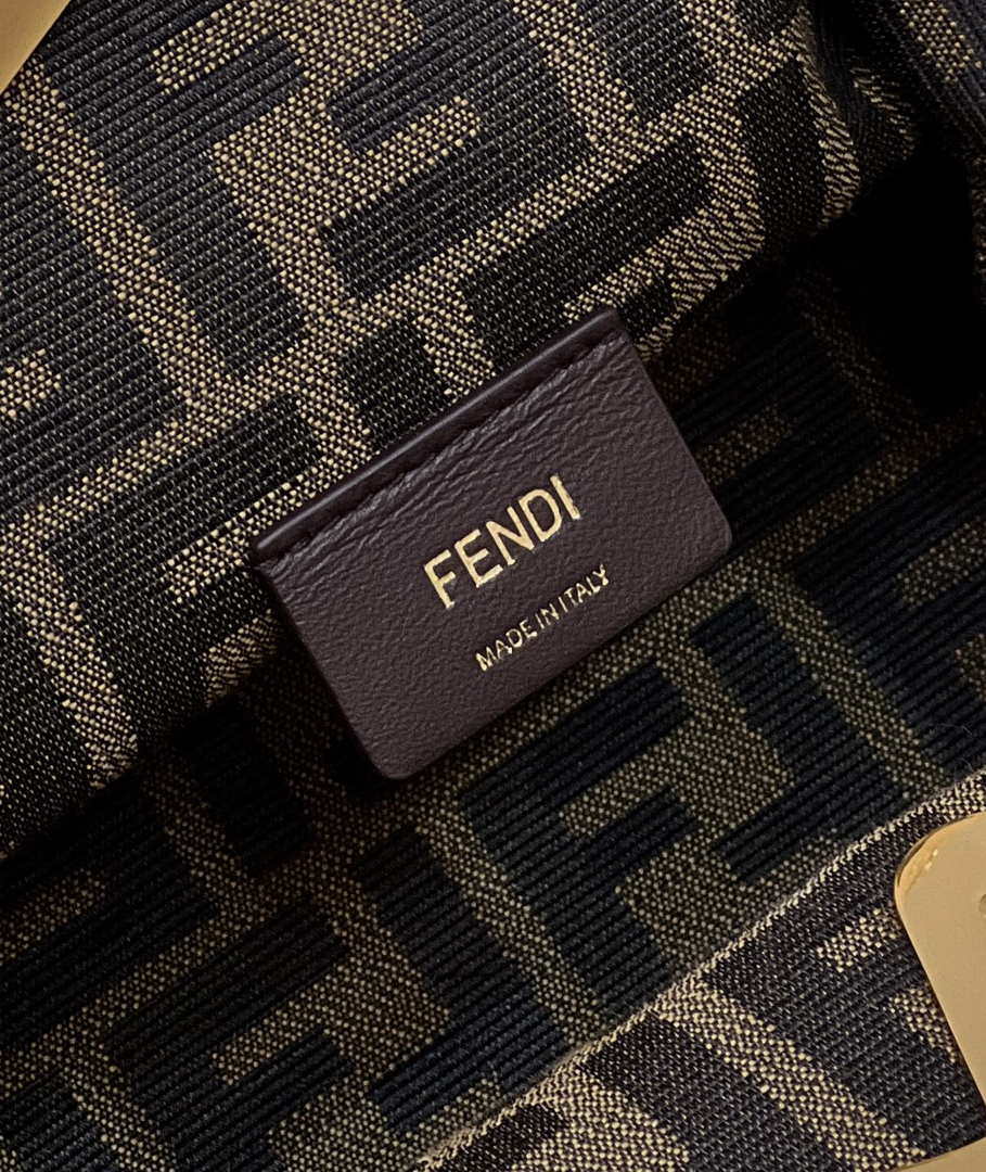 Fendi 8BP129 Fendi First Small Beige raffia macrame bag Apricot