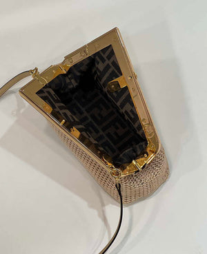 Fendi 8BP129 Fendi First Small Beige raffia macrame bag Apricot - Default Title - View 8