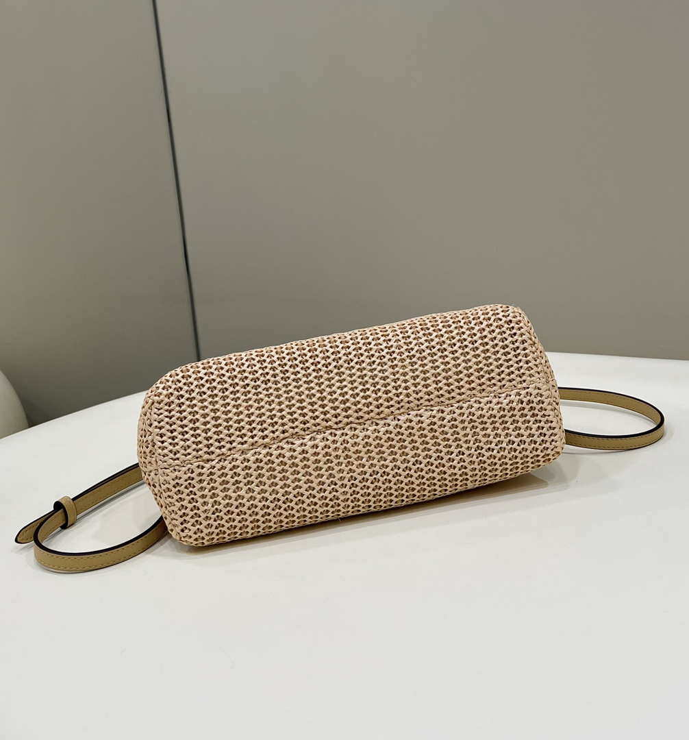 Fendi 8BP129 Fendi First Small Beige raffia macrame bag Apricot