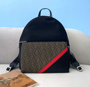 Fendi 2381 Backpack Black Fendi Nylon Shoulders Backpack 7VZ042 Black with red - Default Title - View 1