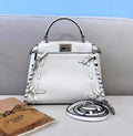Fendi 5510S Peekaboo Iconic Essentially White Leather Bag - luxibagsmall