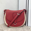 Fendi 655 Fendi Moonlight Shoulder Saddle Leather Bag Red - luxibagsmall