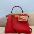 Fendi 70193 Peekaboo ISEEU MEDIUM Red Leather Bag - luxibagsmall