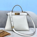 Fendi 70193 Peekaboo ISEEU MEDIUM White Leather Bag - luxibagsmall