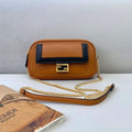 Fendi 70213 Easy Baguette Leather Handbag Brown - luxibagsmall