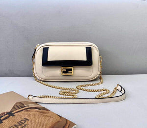 Fendi 70213 Easy Baguette Leather Handbag White - luxibagsmall