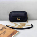 Fendi 70213 Easy Baguette Leather Handbag Black - luxibagsmall