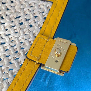 Fendi 7AR844 Nano Baguette Charm Beige Raffia Charm - luxibagsmall