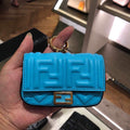 Fendi 7AR844 Nano Baguette Charm Blue Nappa Leather - luxibagsmall