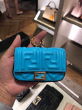 Fendi 7AR844 Nano Baguette Charm Blue Nappa Leather - luxibagsmall