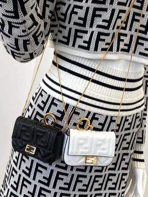 Fendi 7AR844 Nano Baguette Charm White Nappa Leather - luxibagsmall