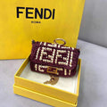 Fendi 7AR844 Nano Baguette Charm Wine Red Raffia Charm - luxibagsmall