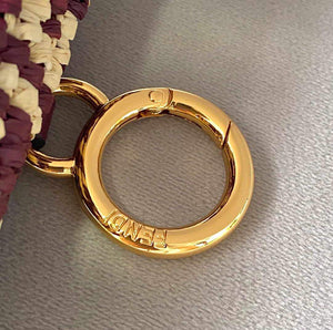 Fendi 7AR844 Nano Baguette Charm Wine Red Raffia Charm - luxibagsmall