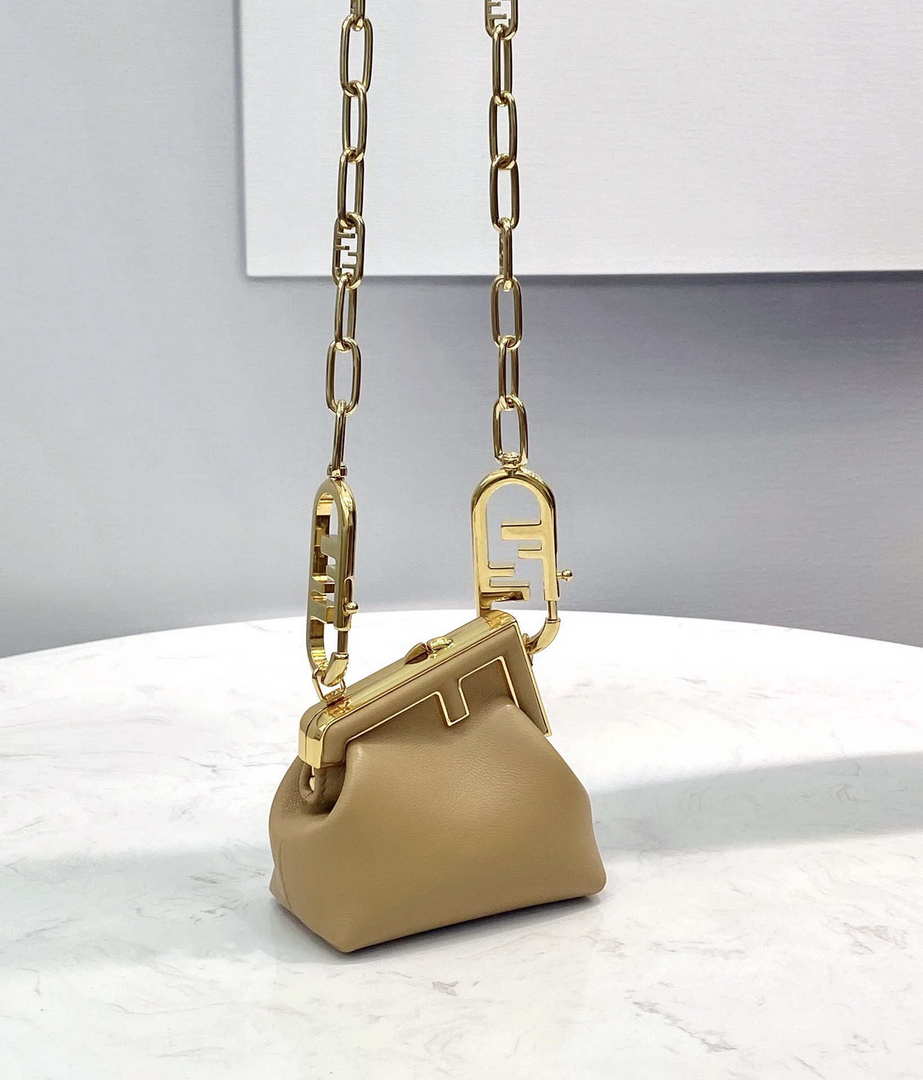 Fendi 7AS051 Nano Fendi First Charm Charm in Apricot nappa leather - Default Title - View 1