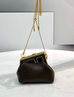 Fendi 7AS051 Nano Fendi First Charm Charm in Coffee nappa leather - Default Title - View 1
