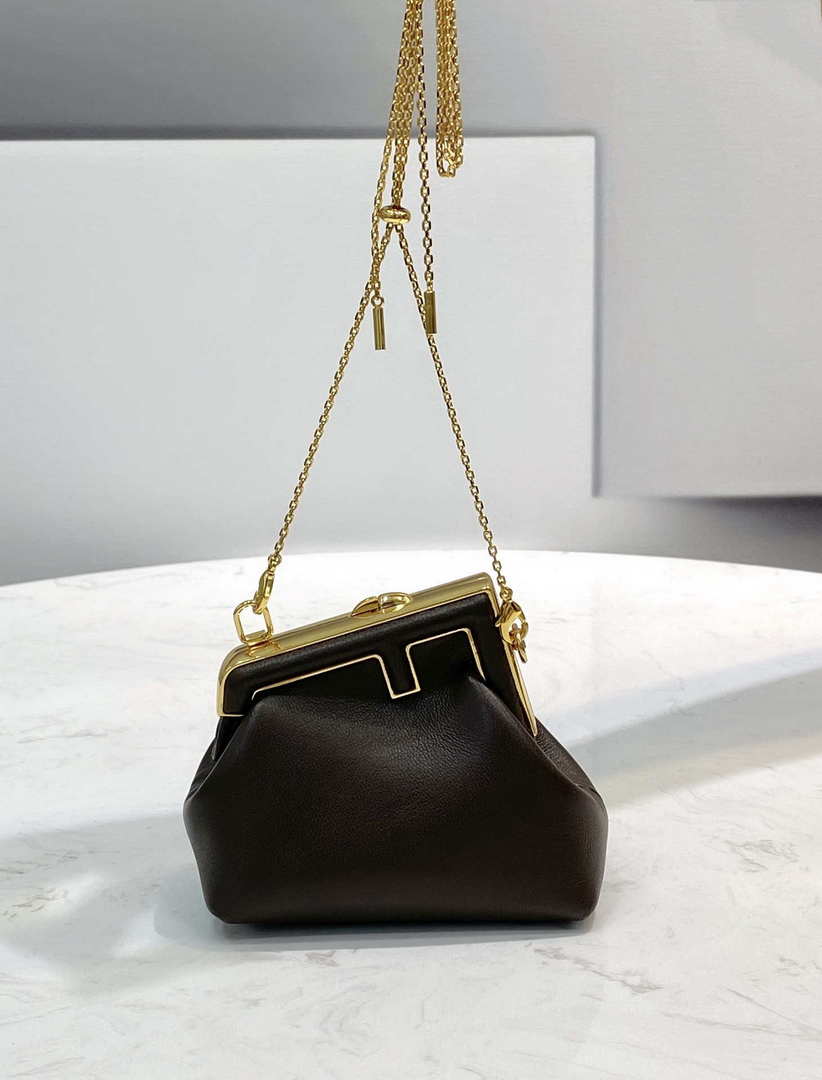 Fendi 7AS051 Nano Fendi First Charm Charm in Coffee nappa leather - Default Title - View 1
