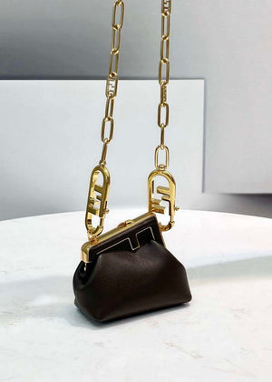 Fendi 7AS051 Nano Fendi First Charm Charm in Coffee nappa leather - Default Title - View 2
