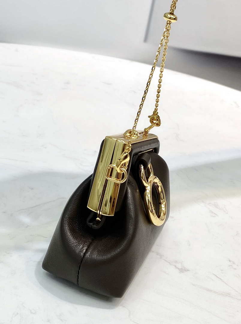Fendi 7AS051 Nano Fendi First Charm Charm in Coffee nappa leather