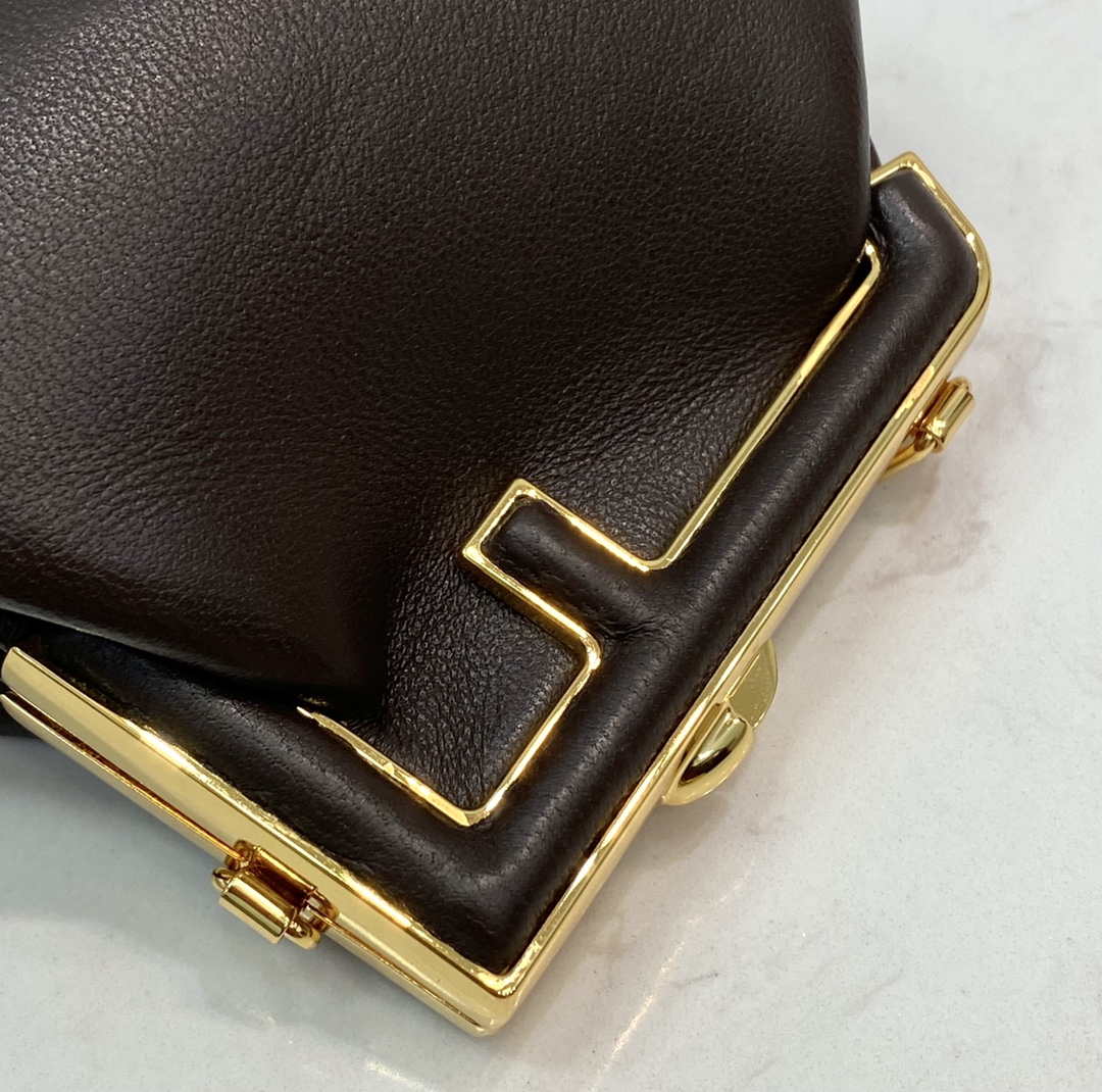Fendi 7AS051 Nano Fendi First Charm Charm in Coffee nappa leather - Default Title - View 7