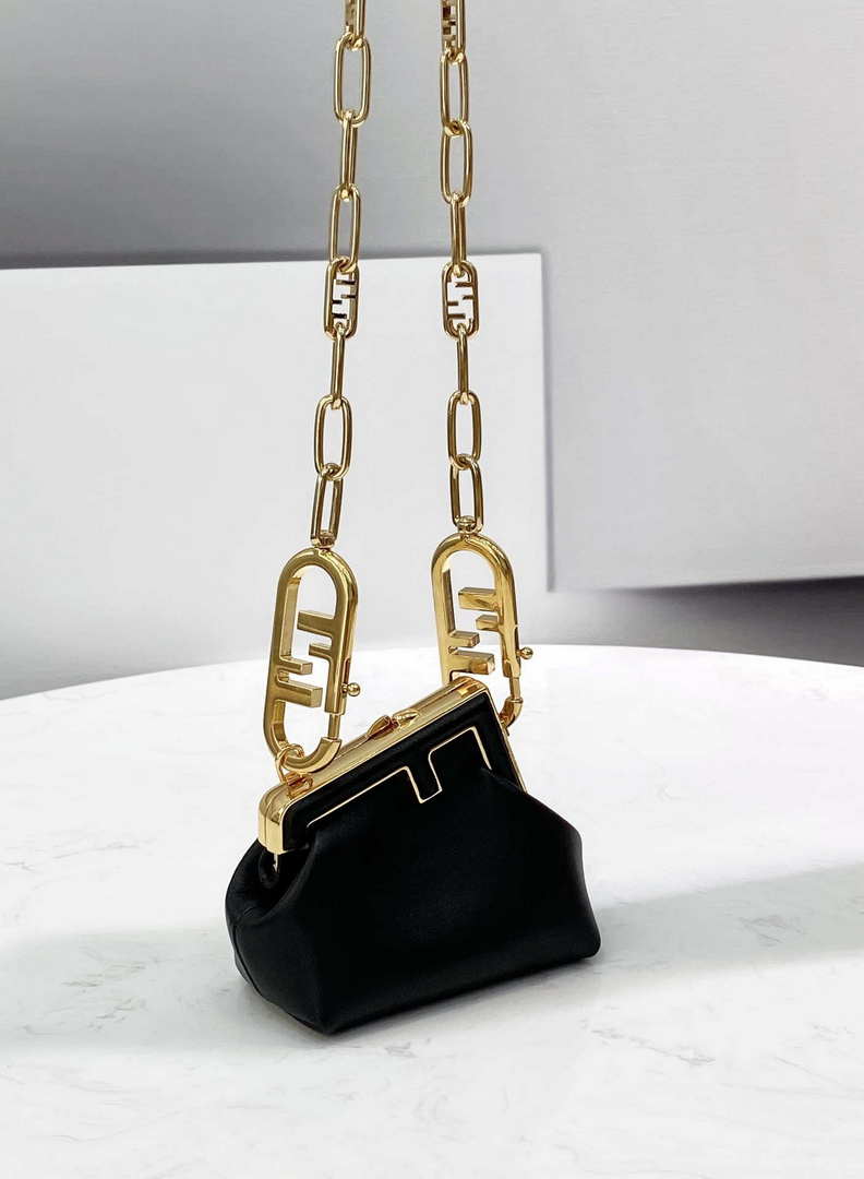 Fendi 7AS051 Nano Fendi First Charm Charm in Black nappa leather - Default Title - View 3