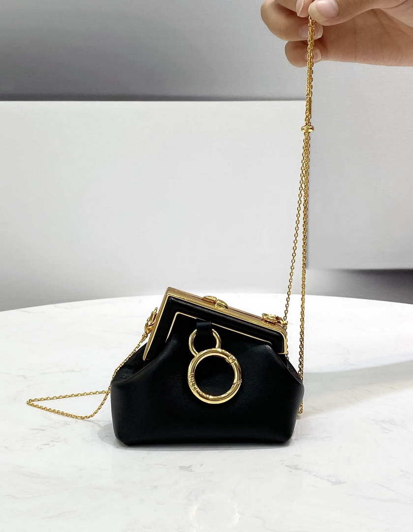 Fendi 7AS051 Nano Fendi First Charm Charm in Black nappa leather