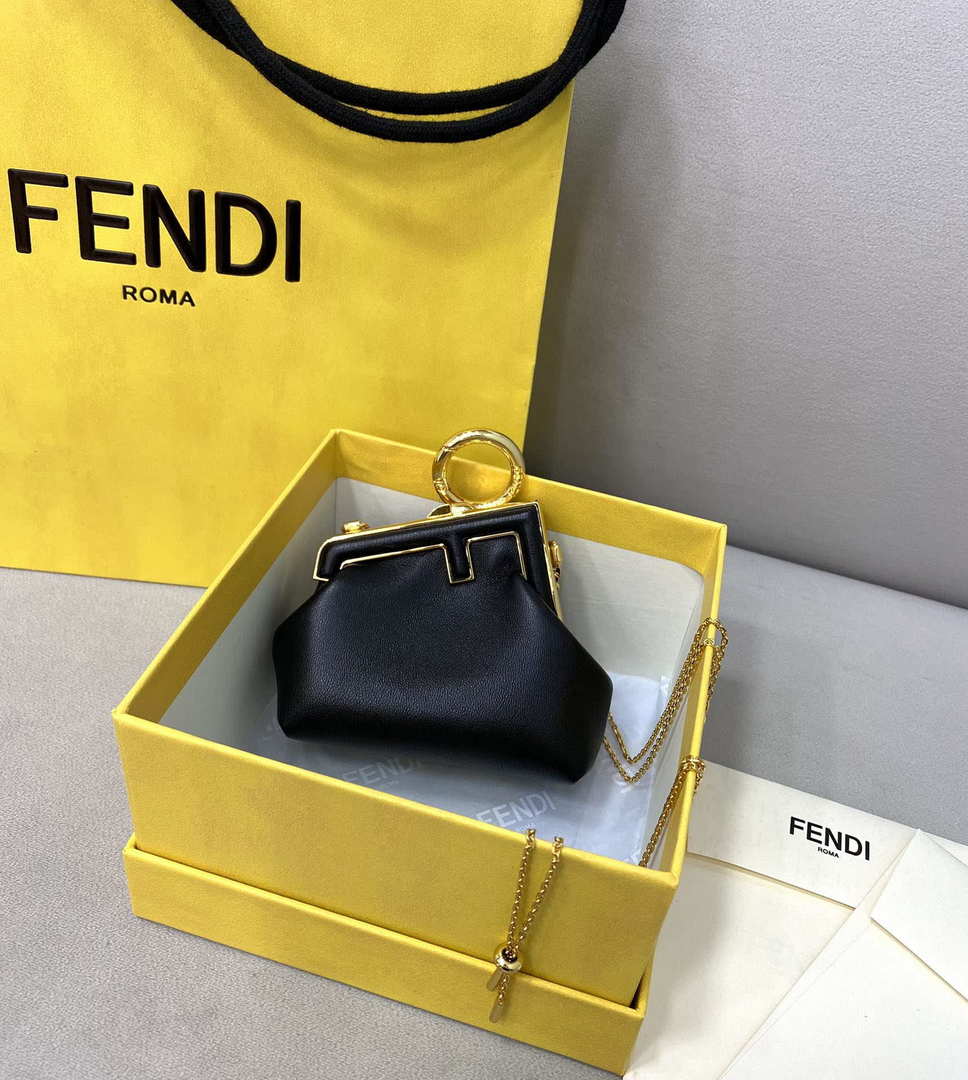 Fendi 7AS051 Nano Fendi First Charm Charm in Black nappa leather - Default Title - View 2