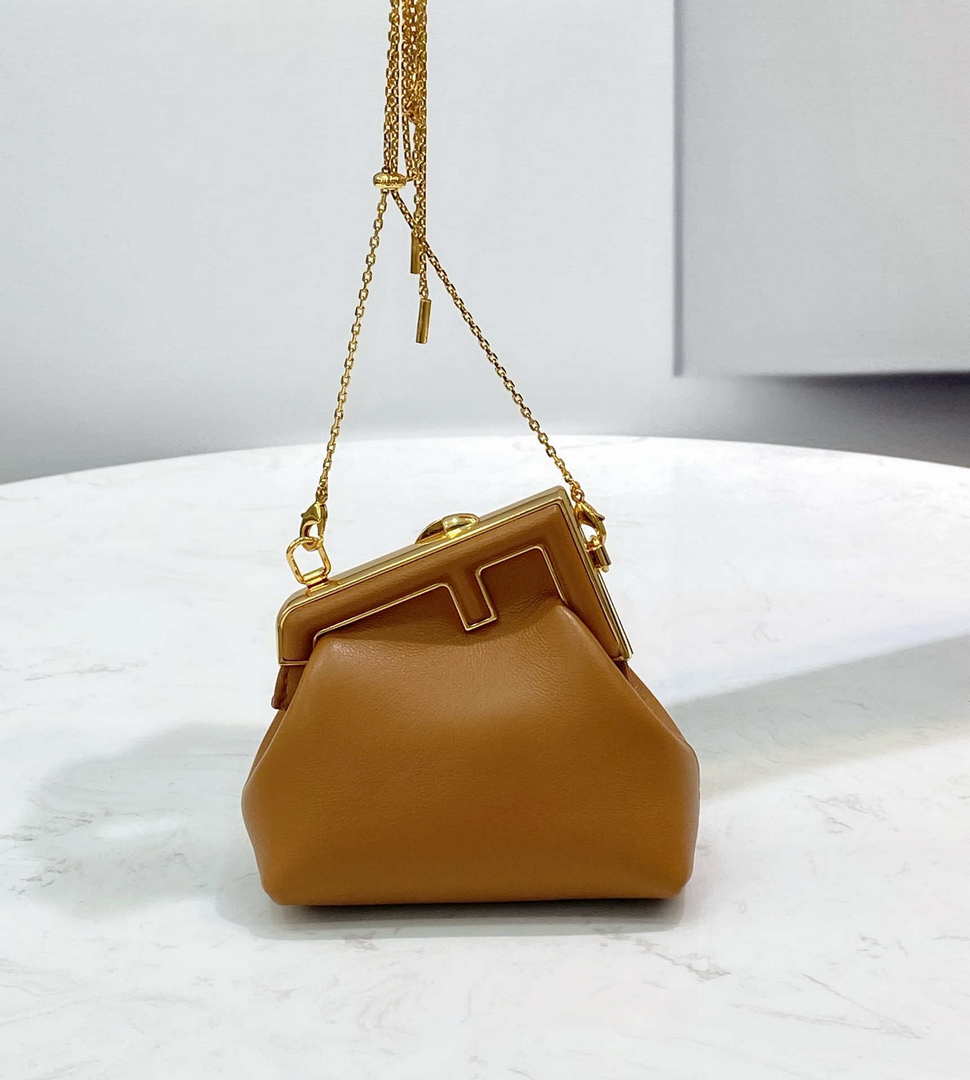 Fendi 7AS051 Nano Fendi First Charm Charm in Brown nappa leather - Default Title - View 2