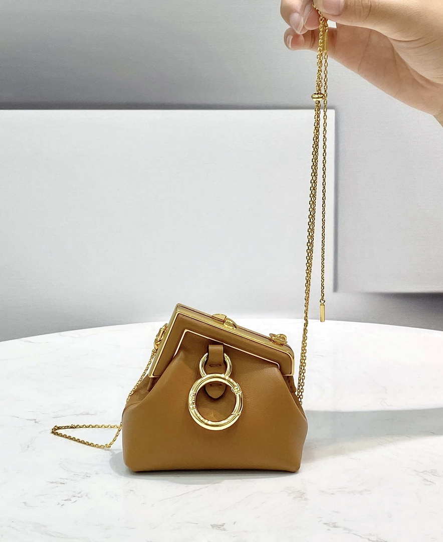 Fendi 7AS051 Nano Fendi First Charm Charm in Brown nappa leather - Default Title - View 3