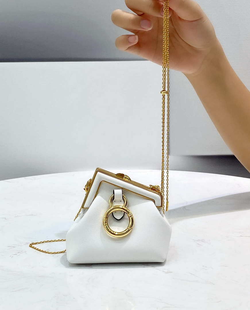 Fendi 7AS051 Nano Fendi First Charm Charm in White nappa leather - Default Title - View 4