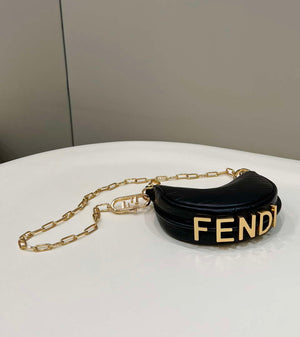 Fendi 7AS089 Nano Fendigraphy Black Crocodile leather Charm 80083S - Default Title - View 2