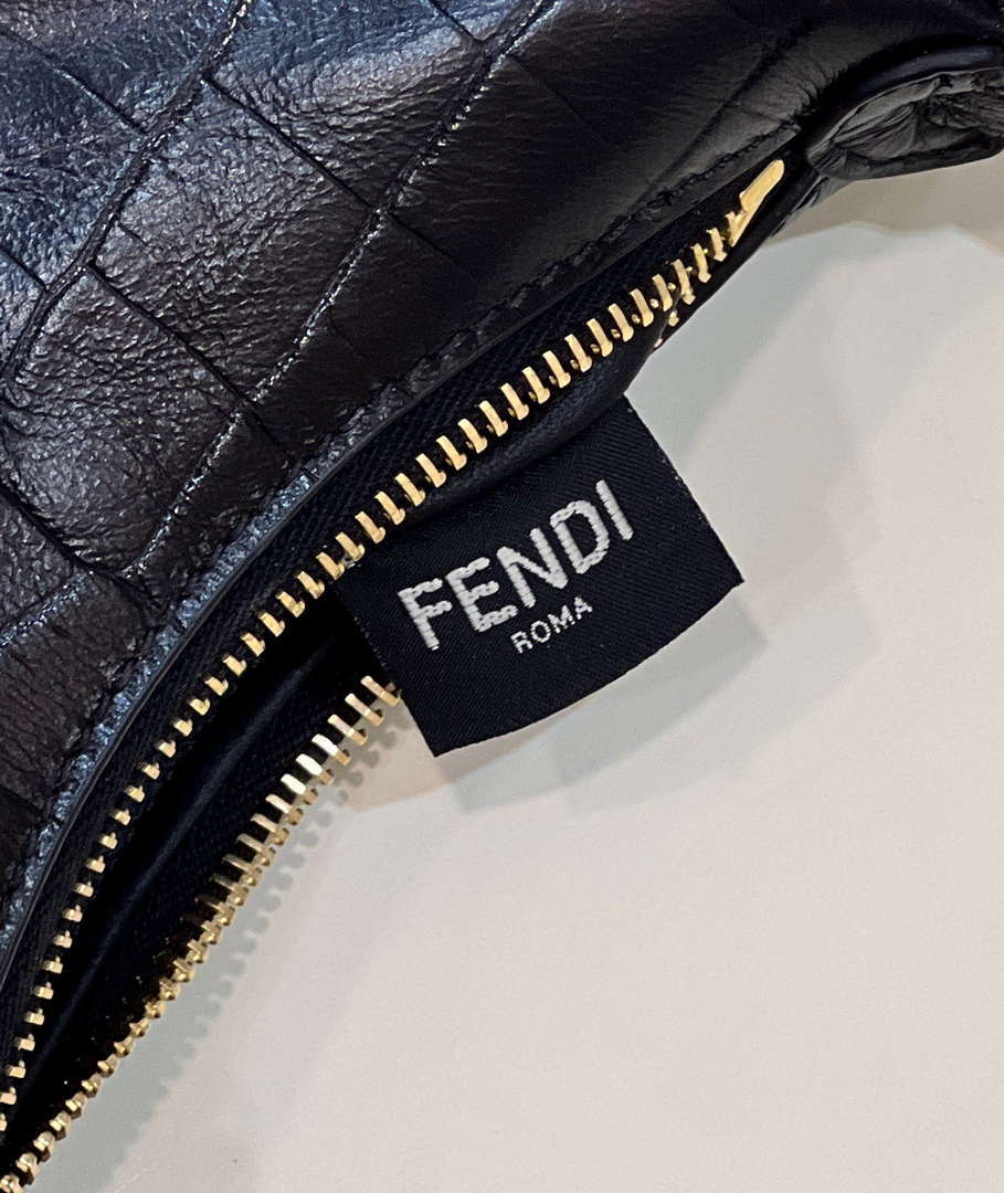Fendi 7AS089 Nano Fendigraphy Black Crocodile leather Charm 80083S