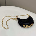 Fendi 7AS089 Nano Fendigraphy Black Snake skin leather Charm 80056S - Default Title - View 1