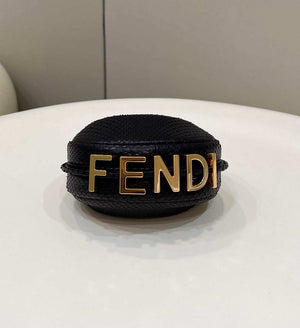 Fendi 7AS089 Nano Fendigraphy Black Snake skin leather Charm 80056S - Default Title - View 3