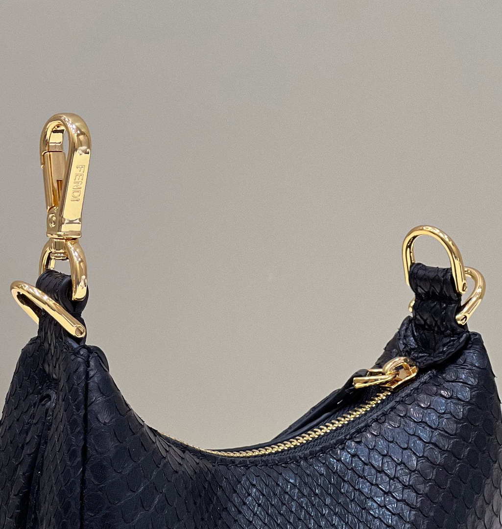 Fendi 7AS089 Nano Fendigraphy Black Snake skin leather Charm 80056S - Default Title - View 5