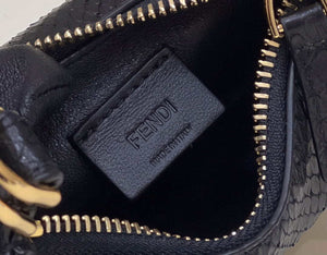 Fendi 7AS089 Nano Fendigraphy Black Snake skin leather Charm 80056S - Default Title - View 6