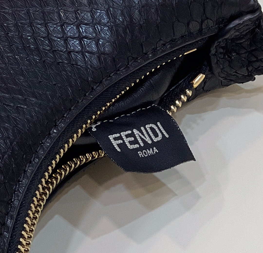 Fendi 7AS089 Nano Fendigraphy Black Snake skin leather Charm 80056S - Default Title - View 7