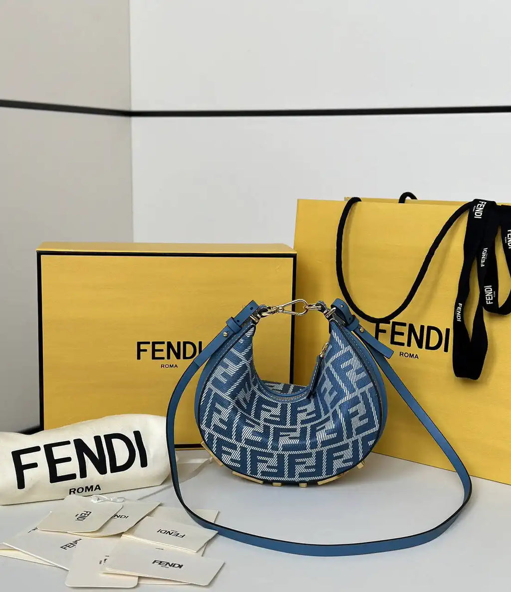 Fendi 7AS089 Nano Fendigraphy Denim Blue Charm 80056S