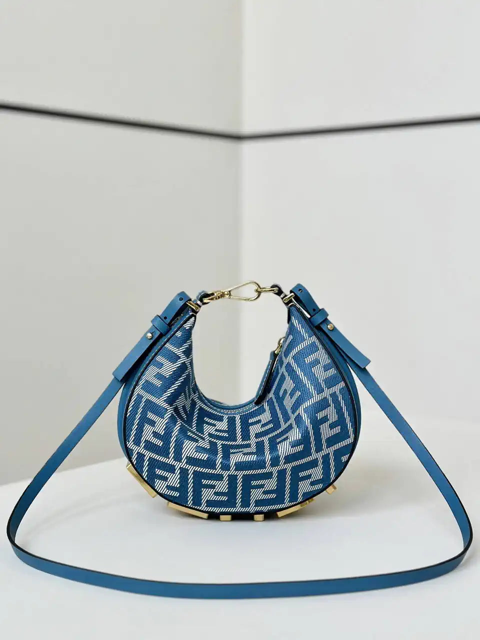 Fendi 7AS089 Nano Fendigraphy Denim Blue Charm 80056S