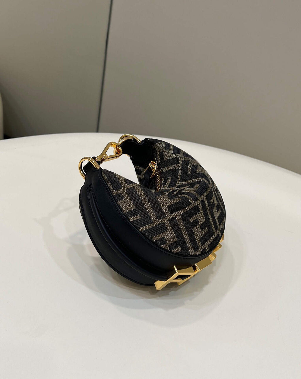 Fendi 7AS089 Nano Fendigraphy coffee Brown leather Charm 80056S
