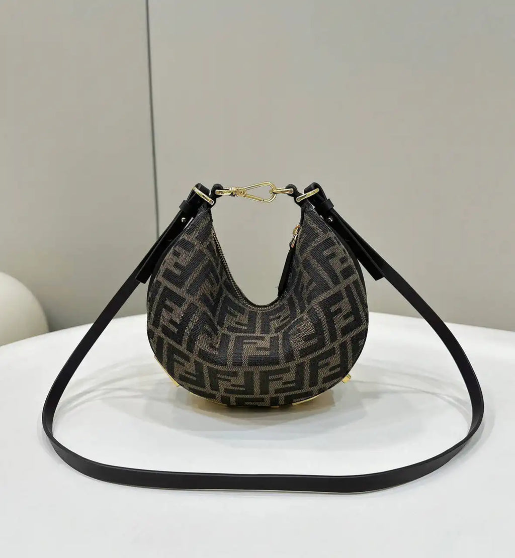 Fendi 7AS089 Nano Fendigraphy Bronw FF Canvas Charm 80056S
