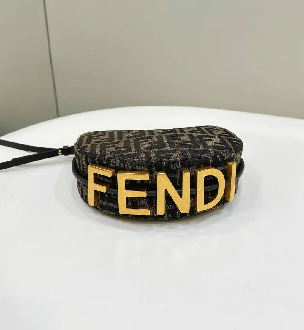 Fendi 7AS089 Nano Fendigraphy Bronw FF Canvas Charm 80056S