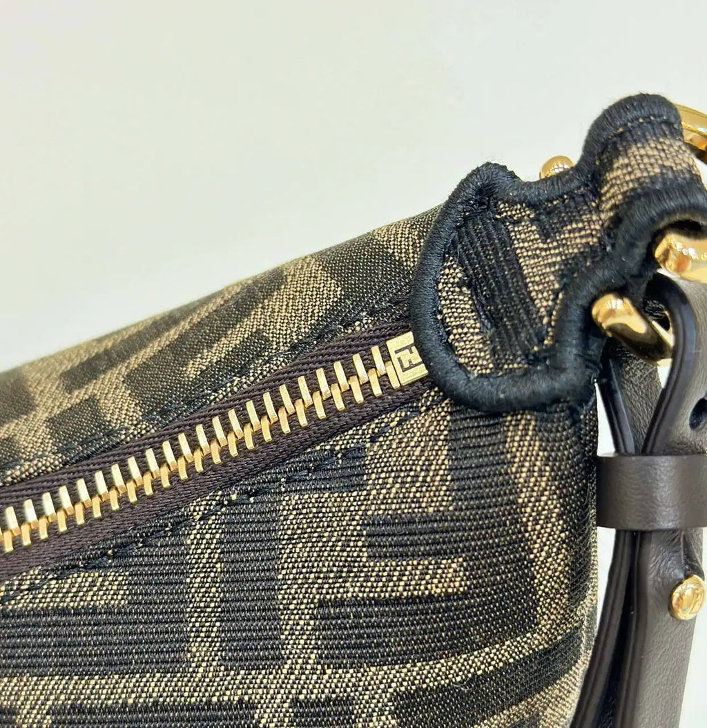 Fendi 7AS089 Nano Fendigraphy Bronw FF Canvas Charm 80056S